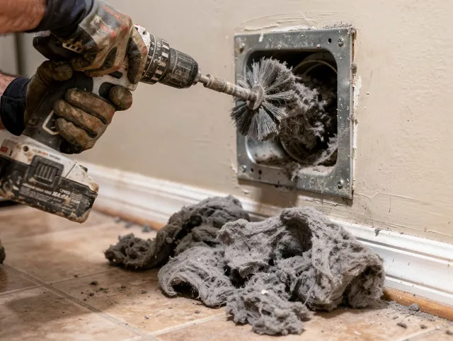 Certified Stevenson Ranch Dryer Vent Cleaning technician performing dryer vent cleaning in Stevenson Ranch